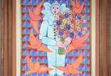 Adelson do Prado (1944-2013), Pierrot e Flores - Óleo sobre tela. Datado 87.