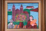 Adelson do Prado (1944-2013), Paisagem e 2 Figuras - Óleo sobre tela. Datado 84.