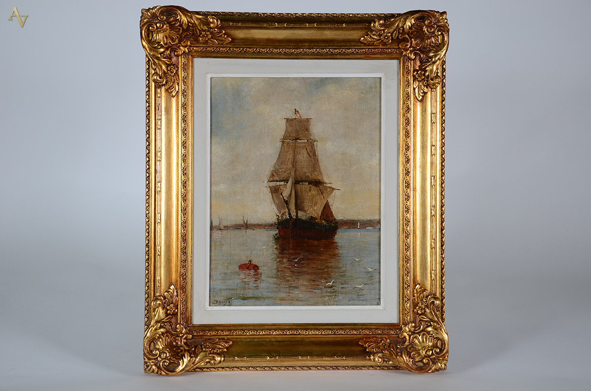 BENEDITO CALIXTO (1853 - 1927) - Marinha - ost colada em madeira - 40... - foto 1 de 3