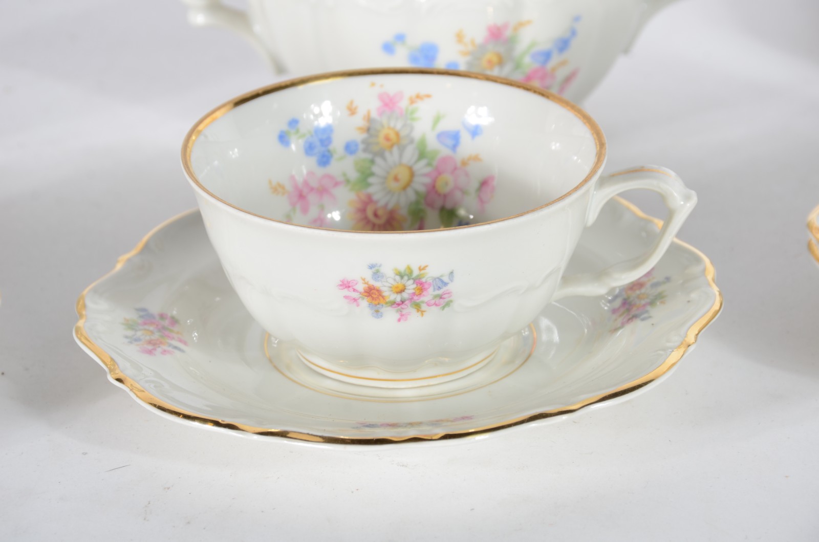 Serviço de chá de porcelana polonesa, decoração floral em policromia... - foto 2 de 6