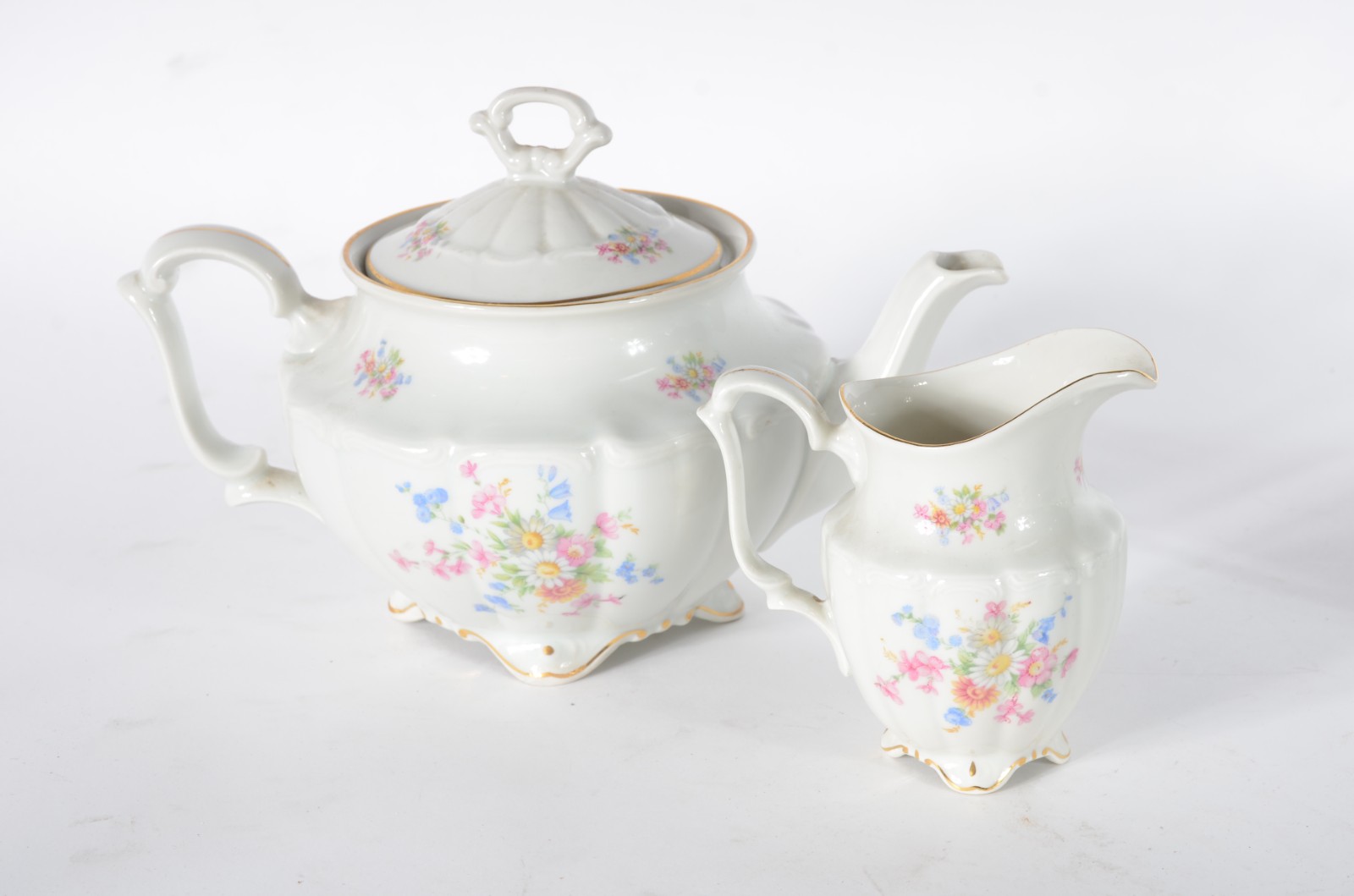 Serviço de chá de porcelana polonesa, decoração floral em policromia... - foto 4 de 6