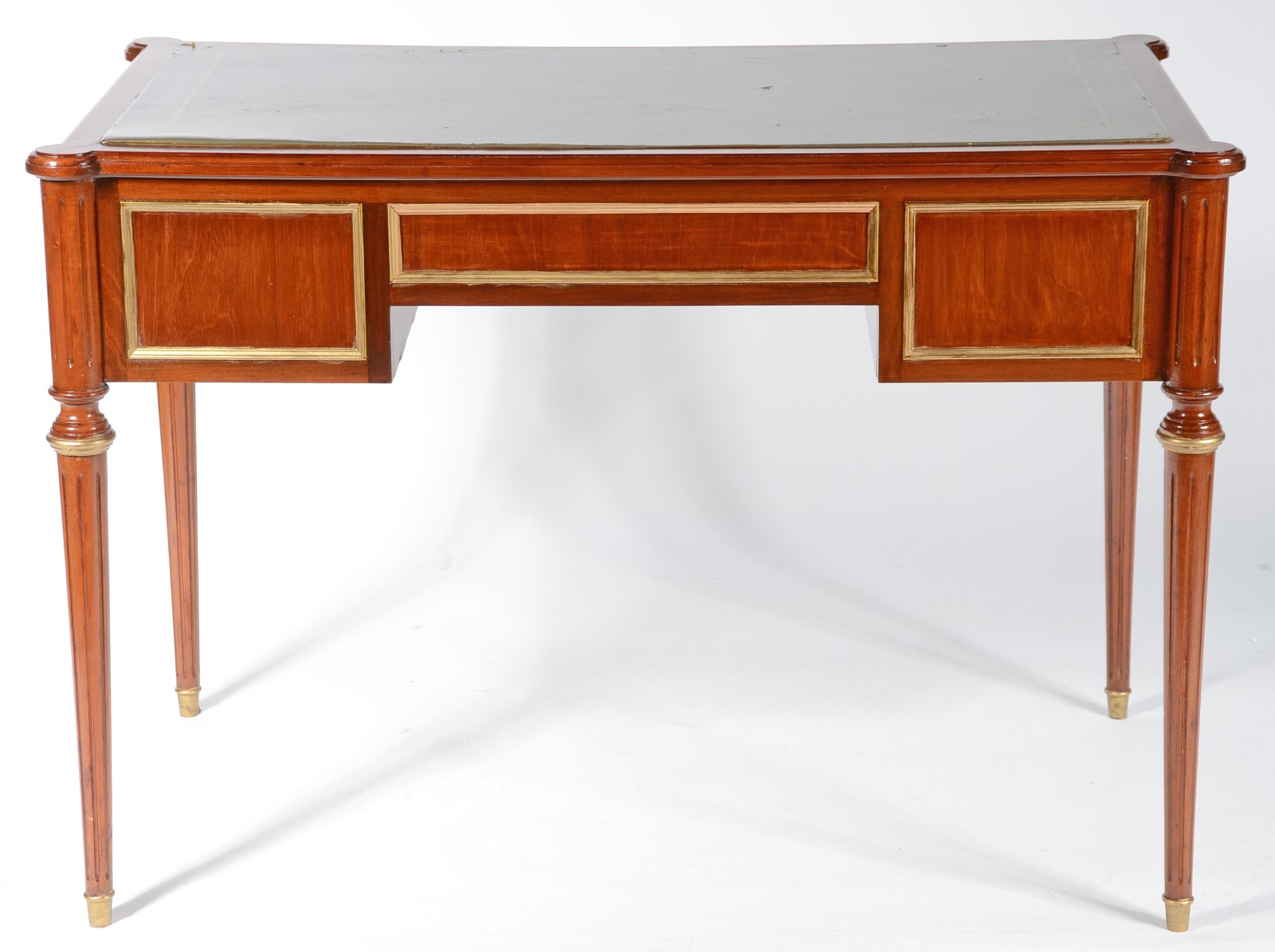 Mesa para escritório de madeira nobre, estilo inglês, três gavetas e... - foto 8 de 9