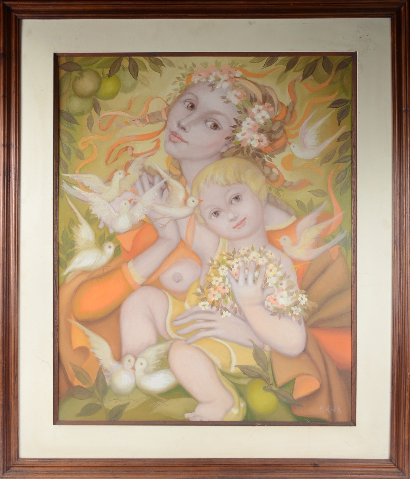 Erna Y (1926-2014), Mãe com criança, pássaros e frutos - foto 2 de 4