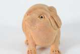 Netsuke de madeira representando coelho. - Netsuke de madeira representando coelho.