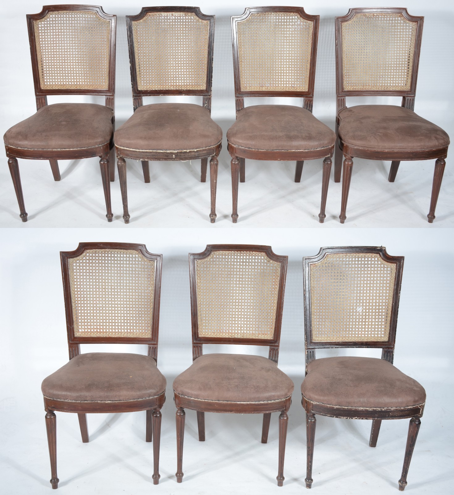 Conjunto com 7 cadeiras para mesa de jantar de madeira nobre com... - foto 1 de 9