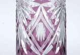 Vaso de cristal doublé lilás lapidado. - Vaso de cristal doublé lilás lapidado.