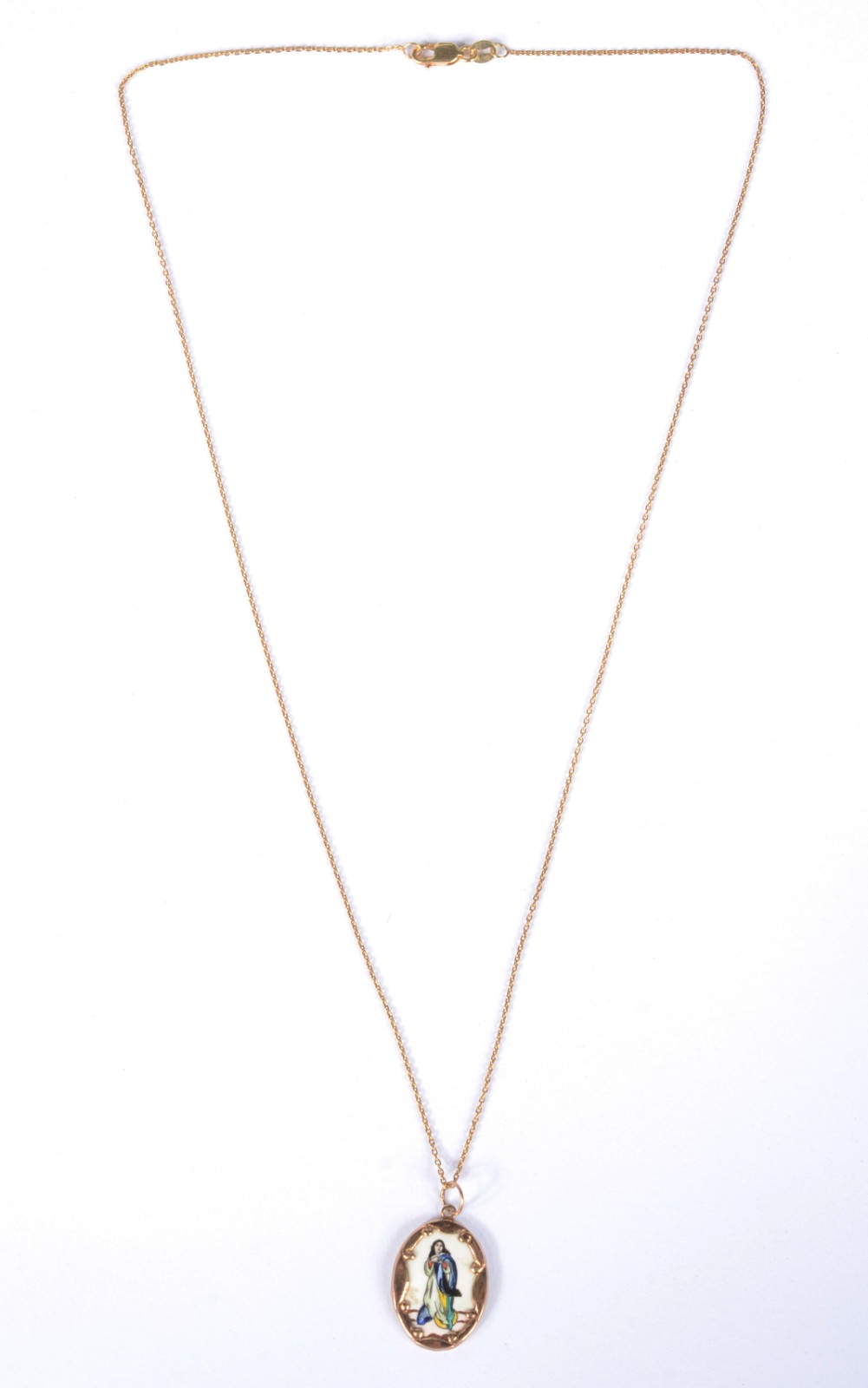 Colar de ouro 18 k., pendente de Nossa Senhora do Rosário da... - foto 2 de 6