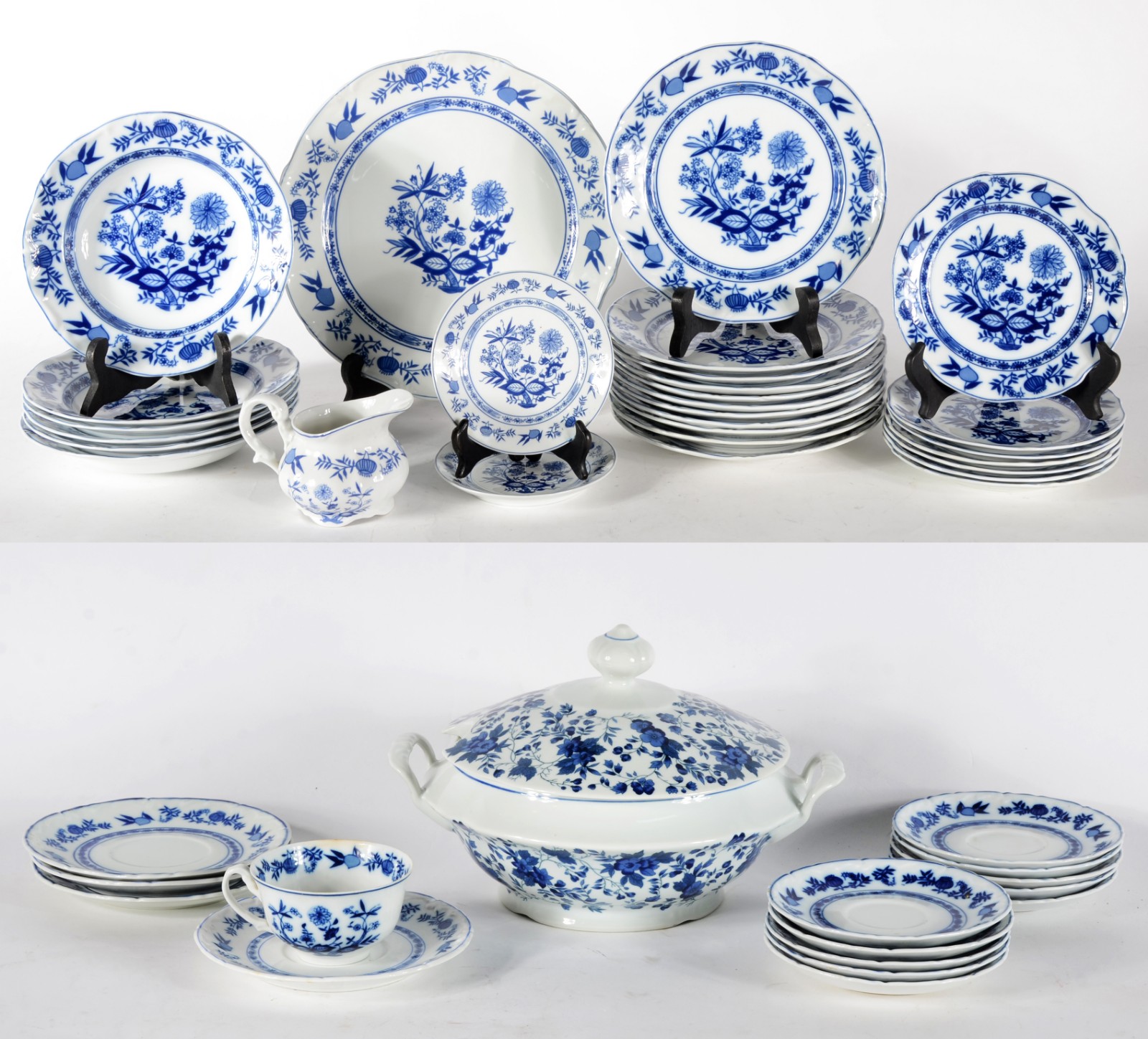 Serviço de jantar de porcelana "cebolinha", composto de: 11 pratos... - foto 1 de 11