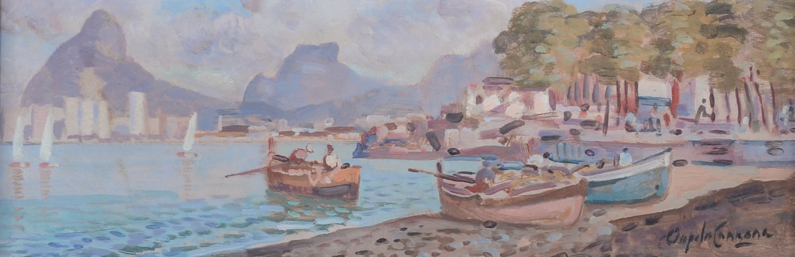 Angelo Cannone (1899-1992), Paisagem do Rio de Janeiro com Pedra da Gavea - foto 1 de 4