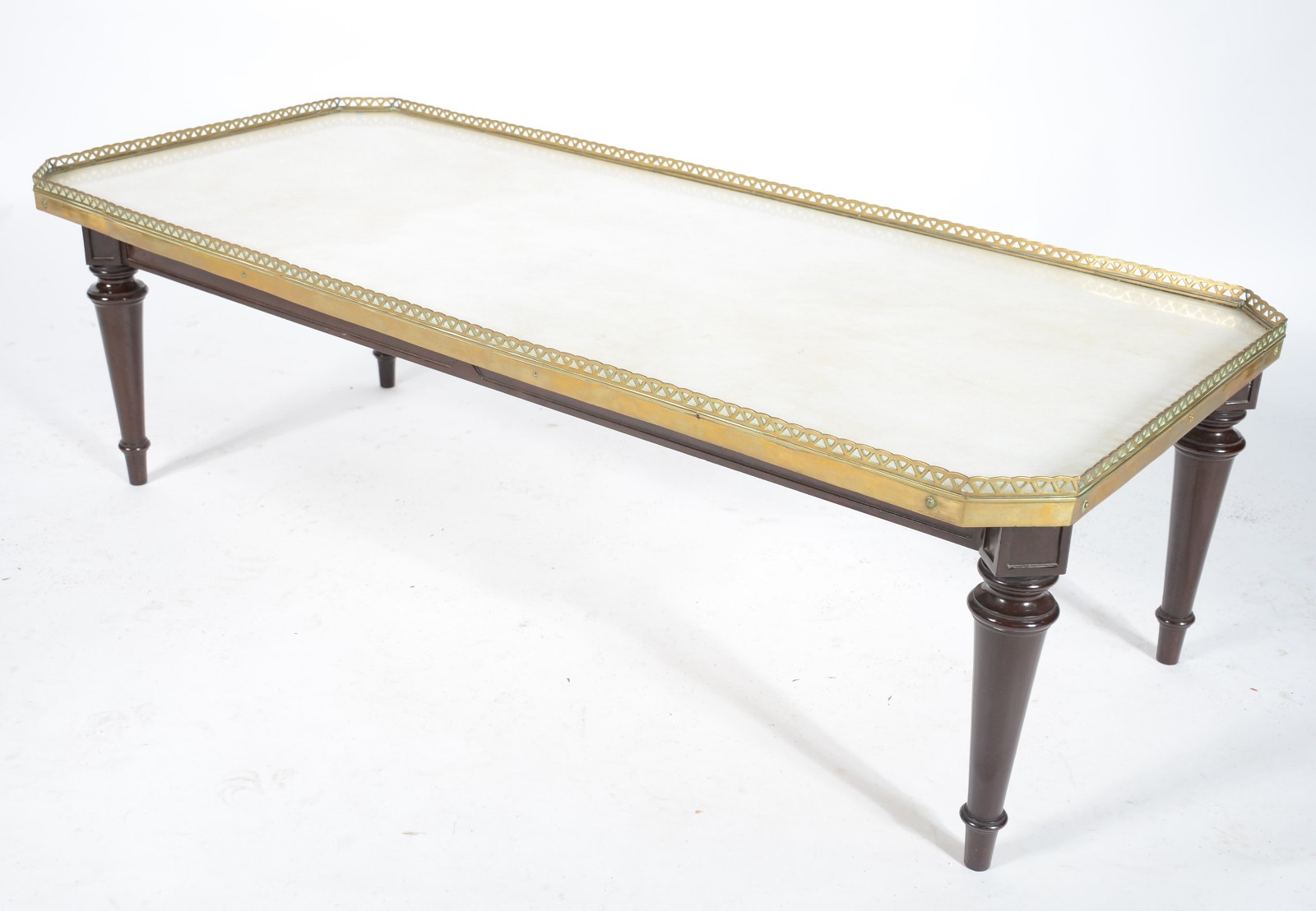 Mesa de centro de madeira nobre, tampo de mármore com "gradinha" de... - foto 1 de 6