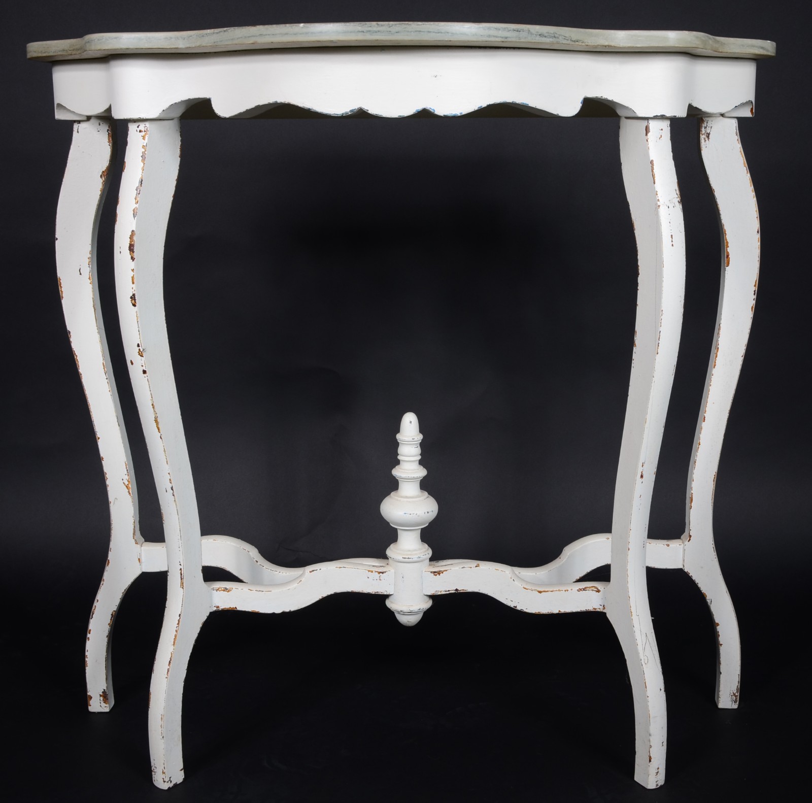 Console de madeira pintada de branco, tampo de mármore, saia... - foto 3 de 5