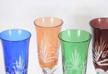 Conjunto com 6 flutes para champagne de cristal... - Conjunto com 6 flutes para champagne de cristal lapidado doublé em diversas cores.
