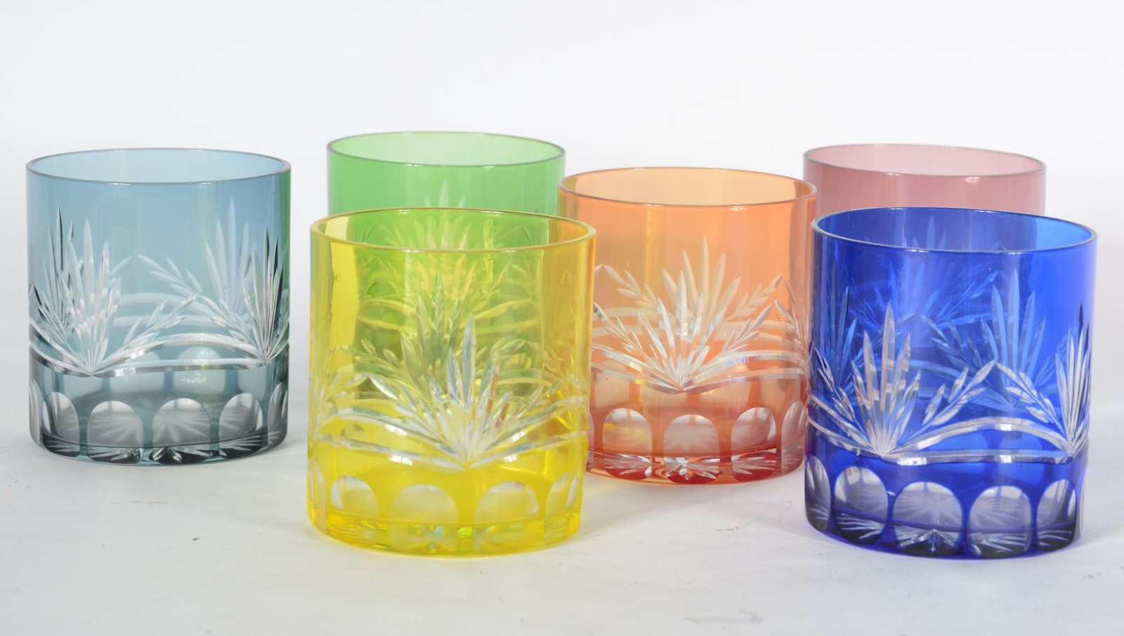 Conjunto com 6 copos para Whisky de cristal doublé colorido. - foto 2 de 3