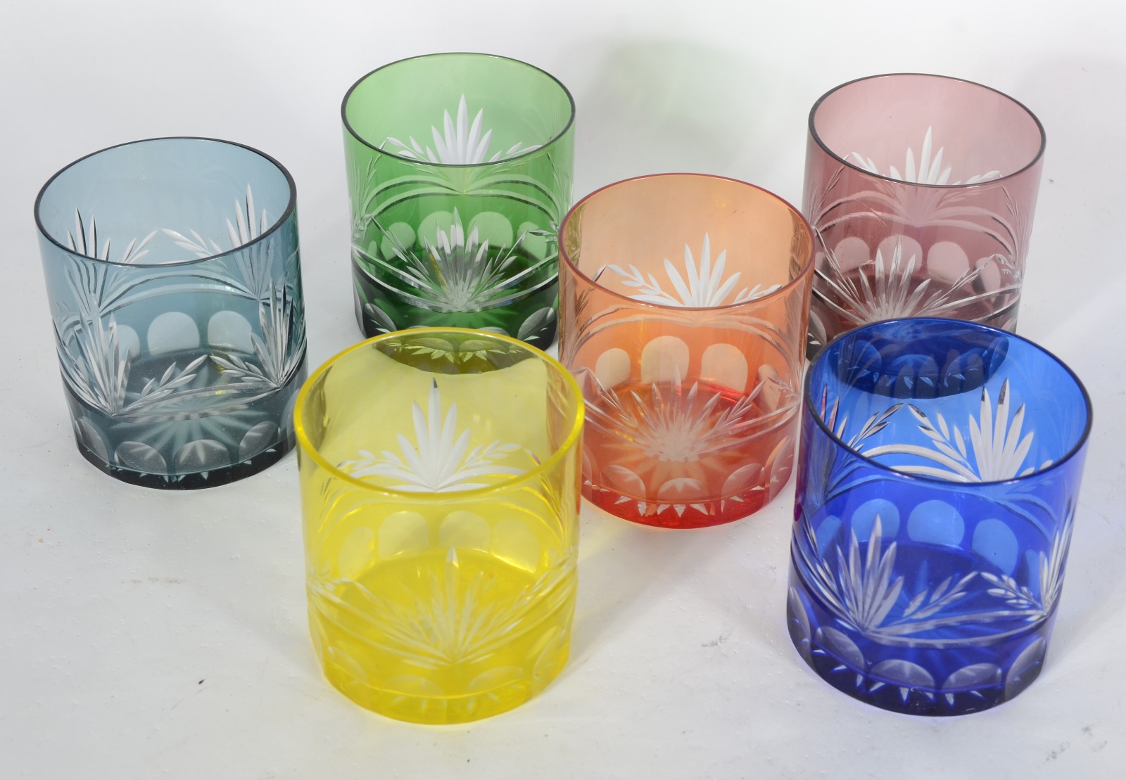 Conjunto com 6 copos para Whisky de cristal doublé colorido. - foto 3 de 3
