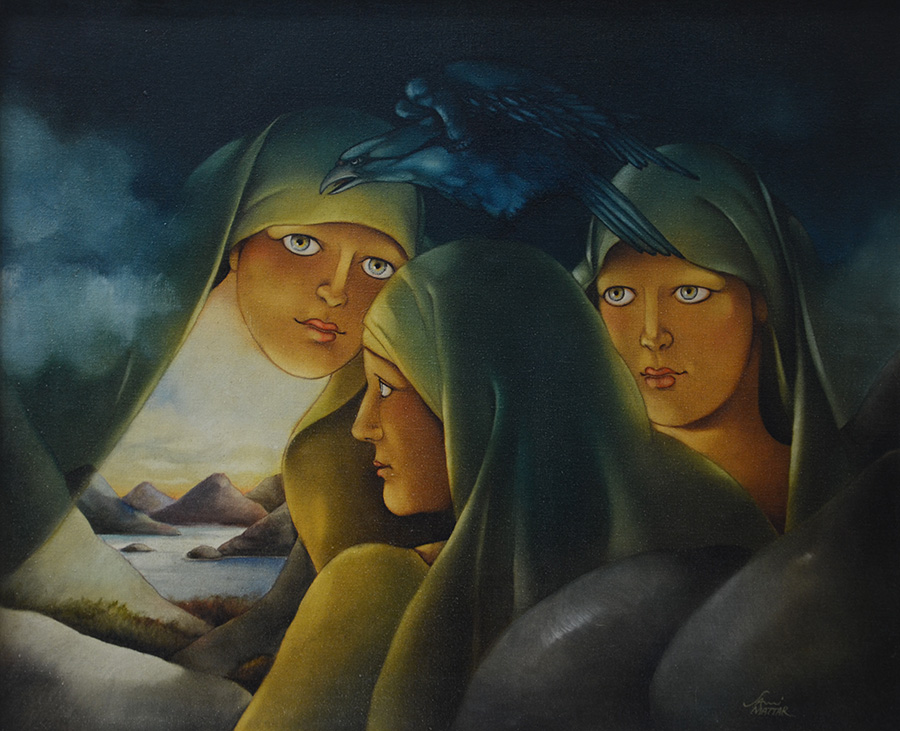 SAMI MATTAR (1930) - Figuras com pássaros - ost - 50 x 60 - foto 2 de 4