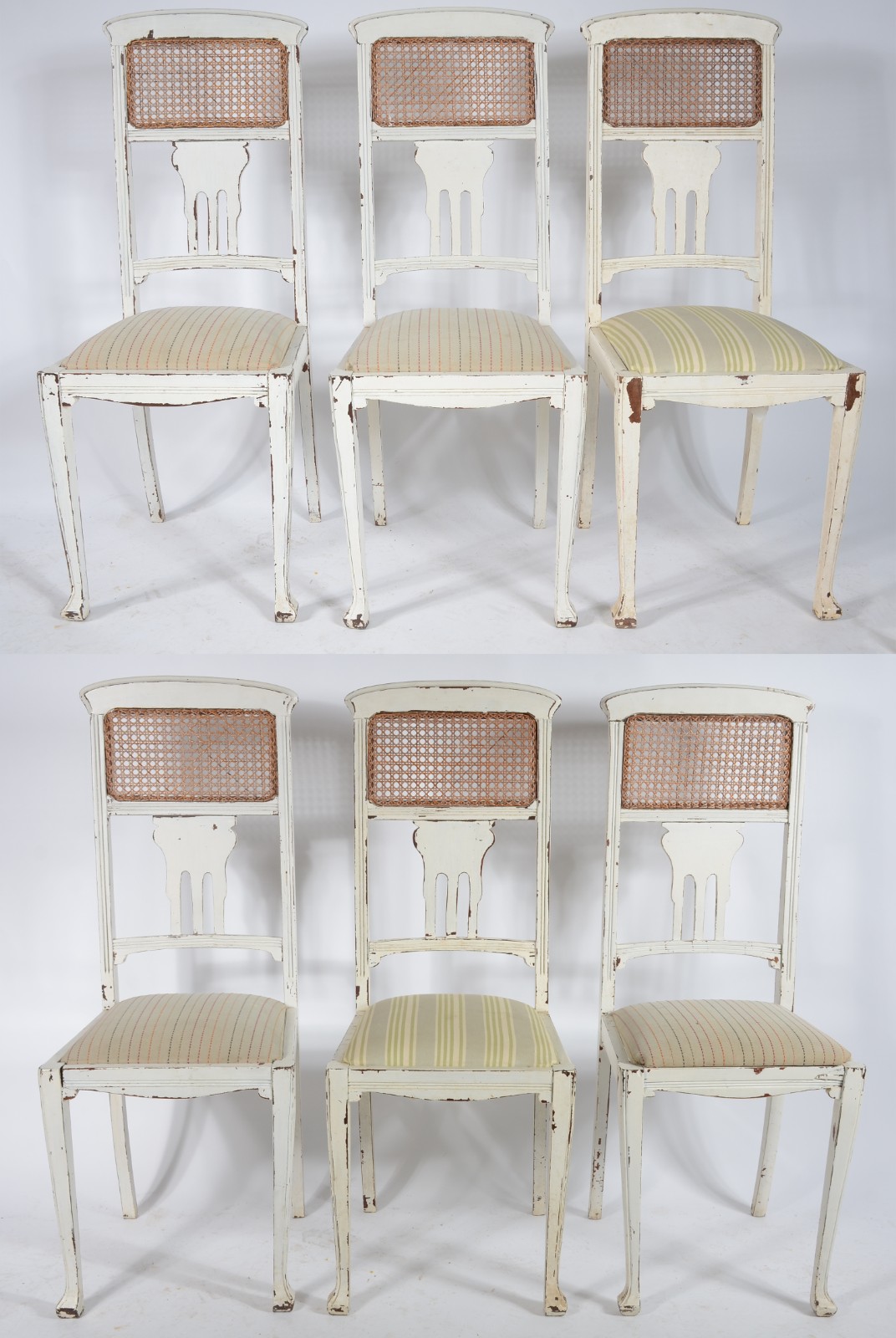 Conjunto com 6 cadeiras para sala de jantar de madeira patinada de... - foto 1 de 7