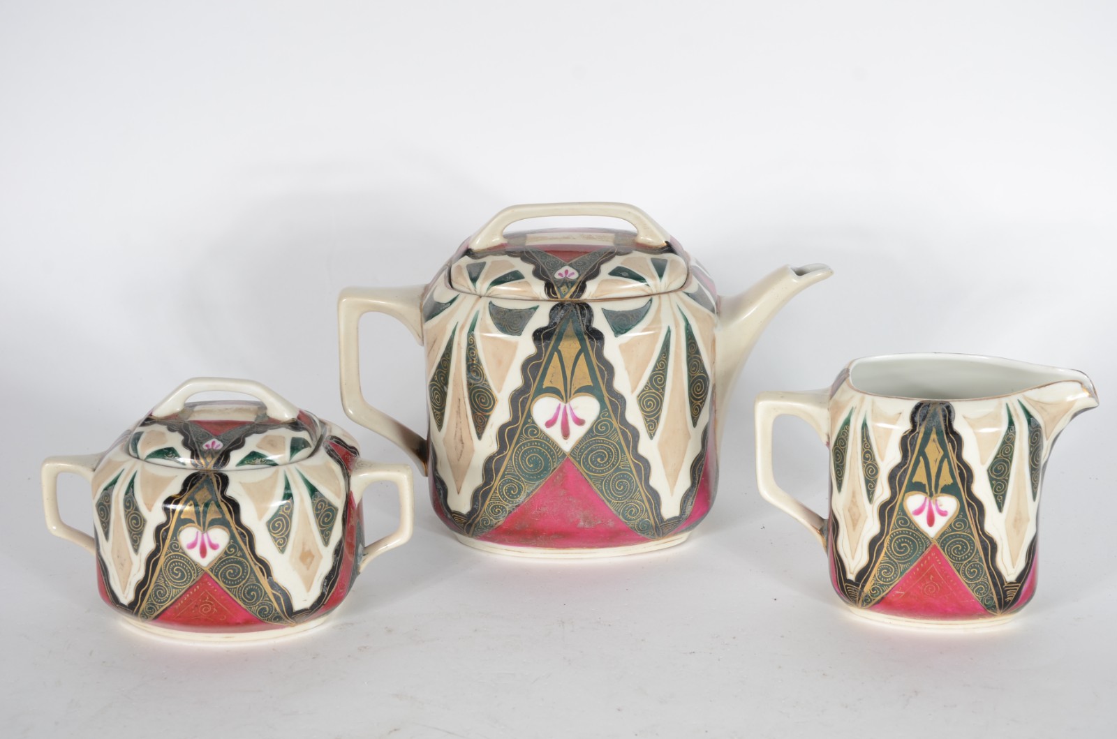 Tête-à-tête de porcelana tcheca, estilo Art Deco decorado com... - foto 2 de 5