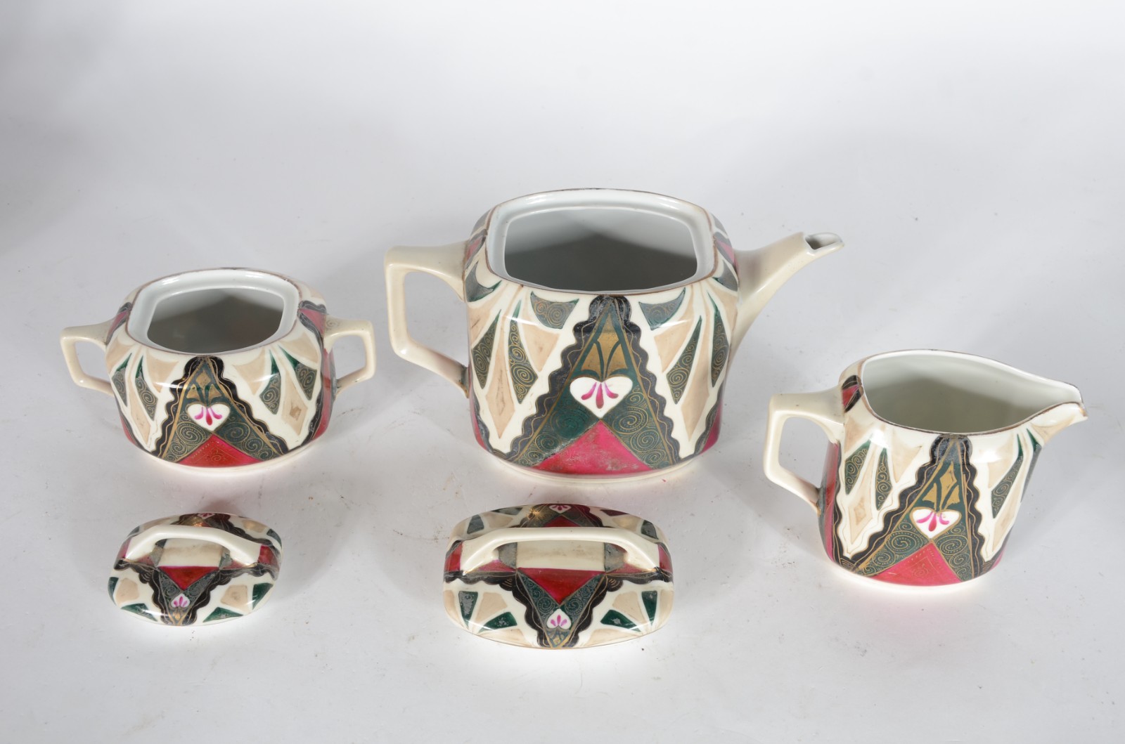 Tête-à-tête de porcelana tcheca, estilo Art Deco decorado com... - foto 3 de 5