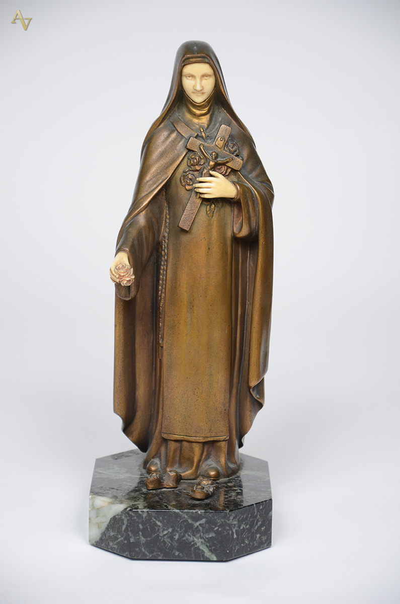 D.DANIELY - Estatueta de bronze e marfim representando SANTA... - foto 1 de 3