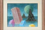 Walter Lewy (1905-1995), Surrealismo - Óleo sobre tela. Datado 1985.