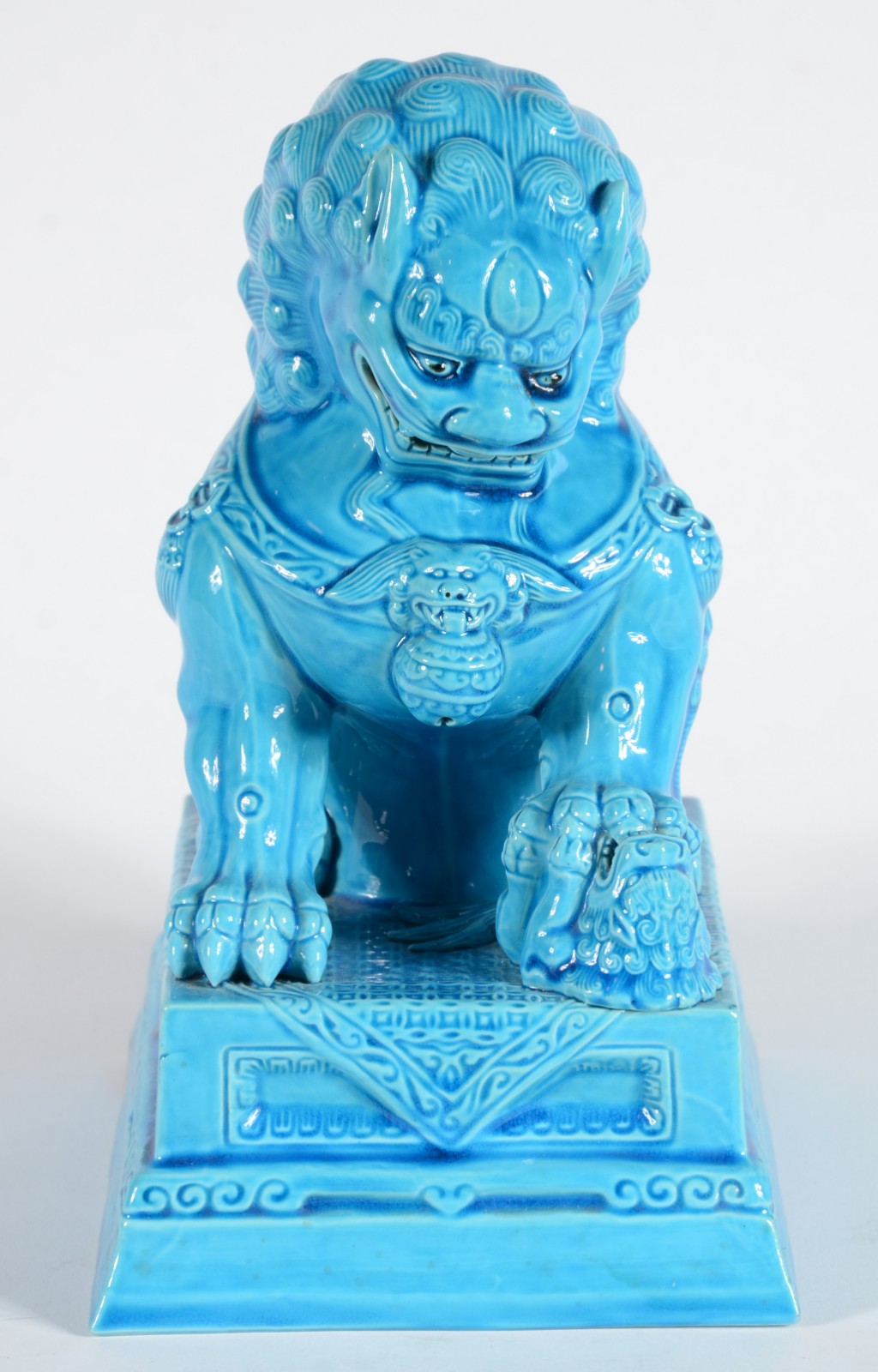 Cão de fó de porcelana turquesa. - foto 1 de 5