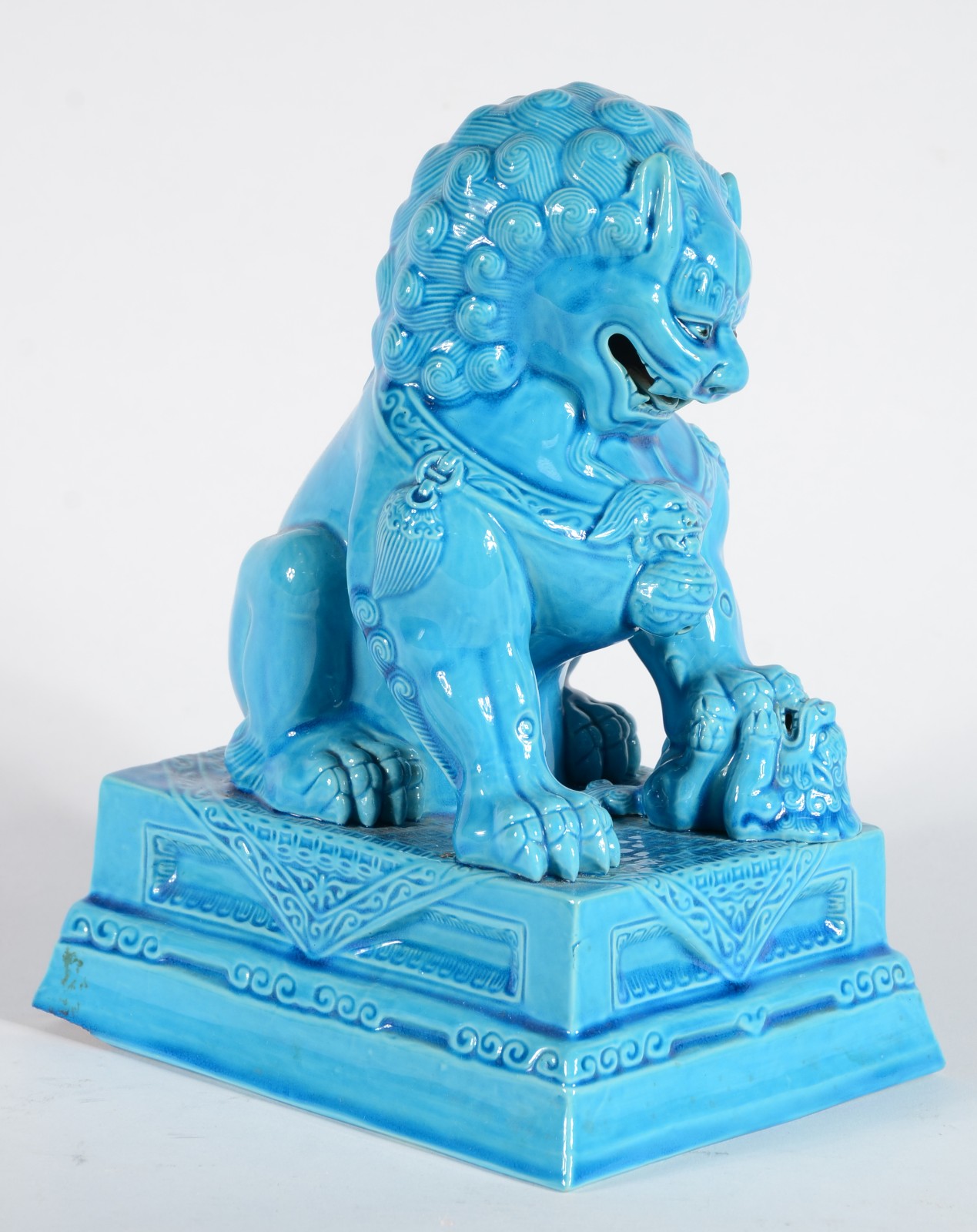 Cão de fó de porcelana turquesa. - foto 2 de 5