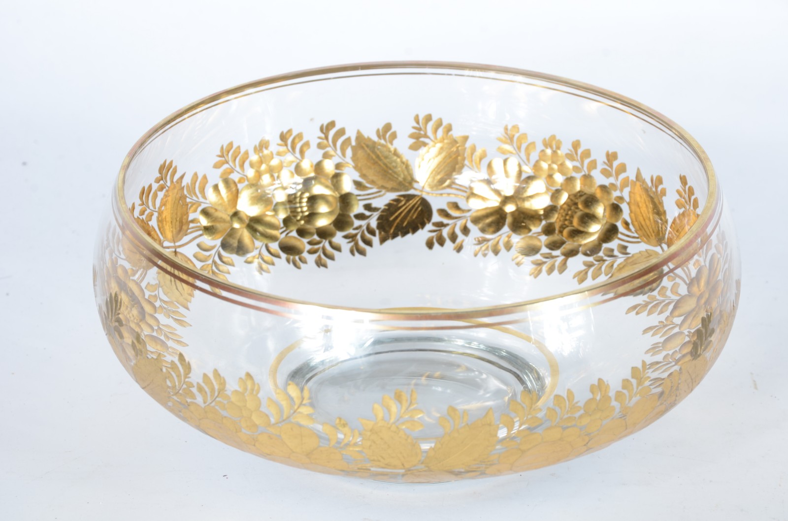 Conjunto para sobremesa de cristal com flores douradas sendo bowl e 6... - foto 3 de 5
