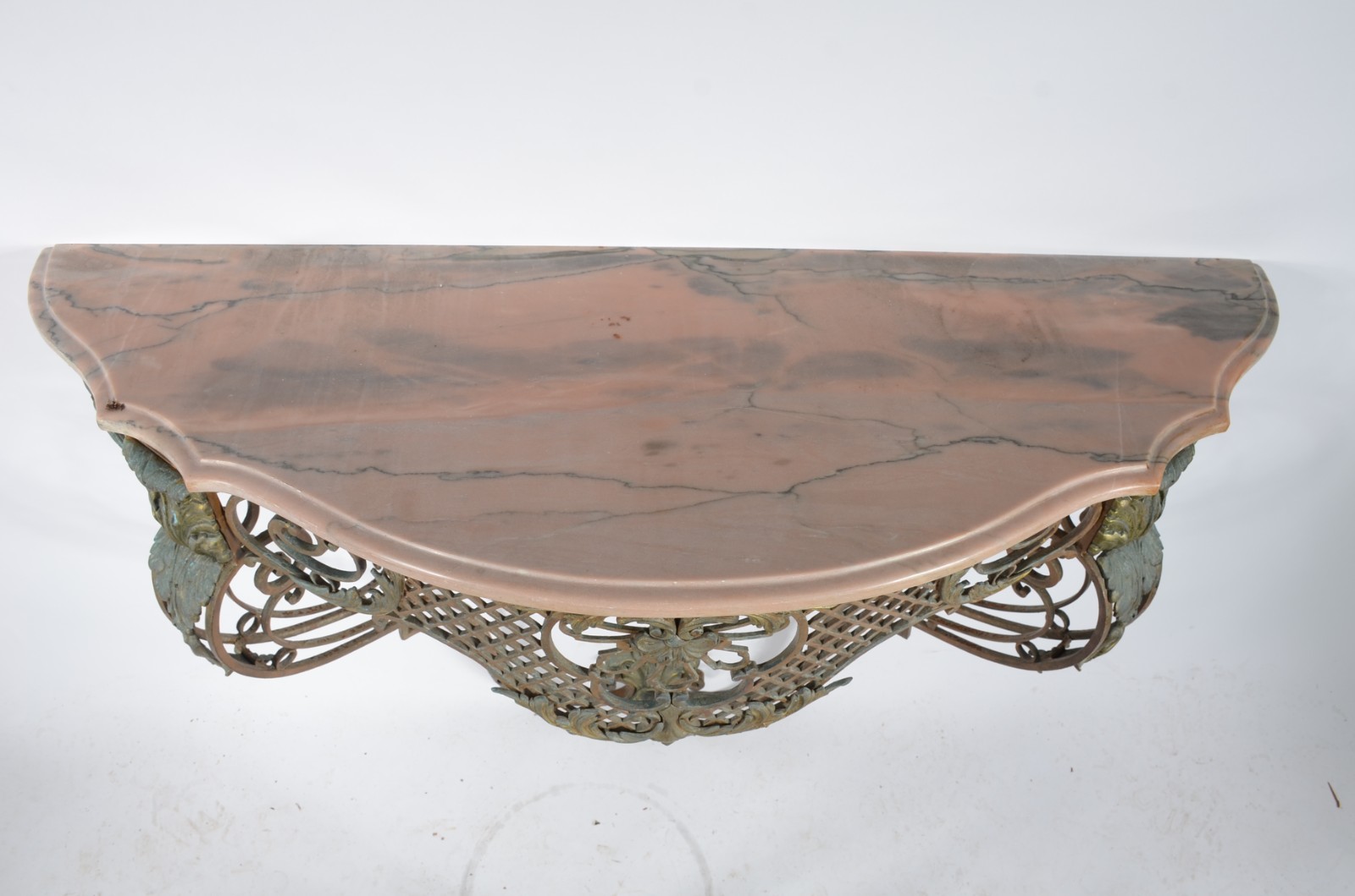 Console de parede de metal dourado ricamente trabalhado, tampo de... - foto 4 de 8