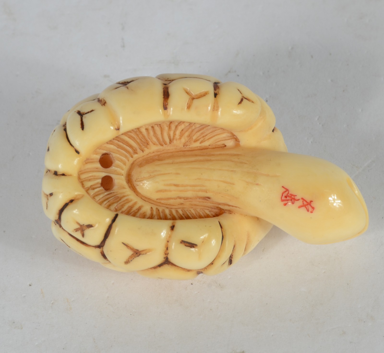 Netsuke de marfim representando tartaruga, assinado. - foto 6 de 6