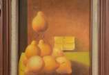Adilson Santos (1944), Peras - Óleo sobre eucatex. Datado 1990.