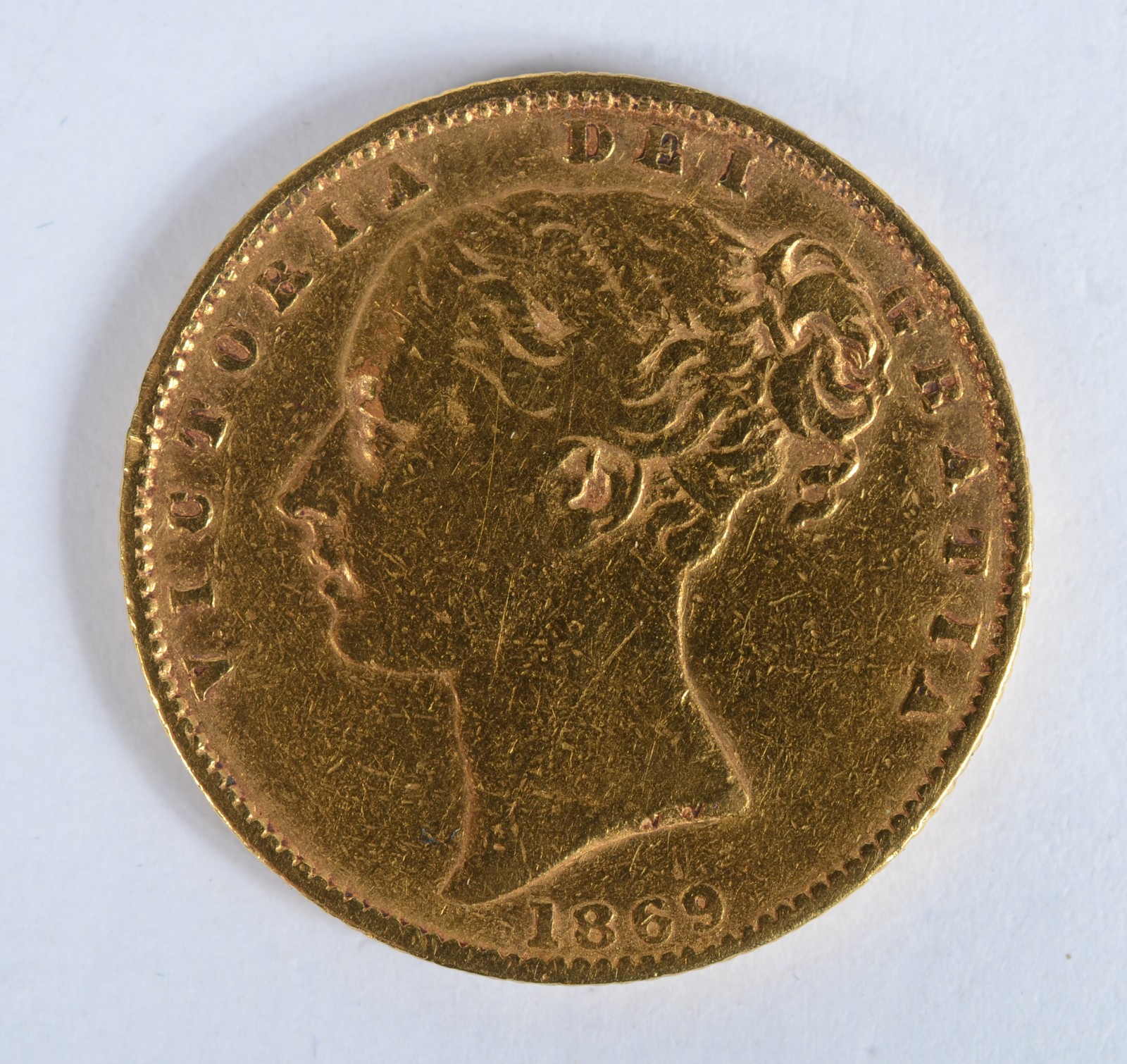 Libra de ouro, Vitória solteira. Datada 1869. (Por motivos de... - foto 2 de 2