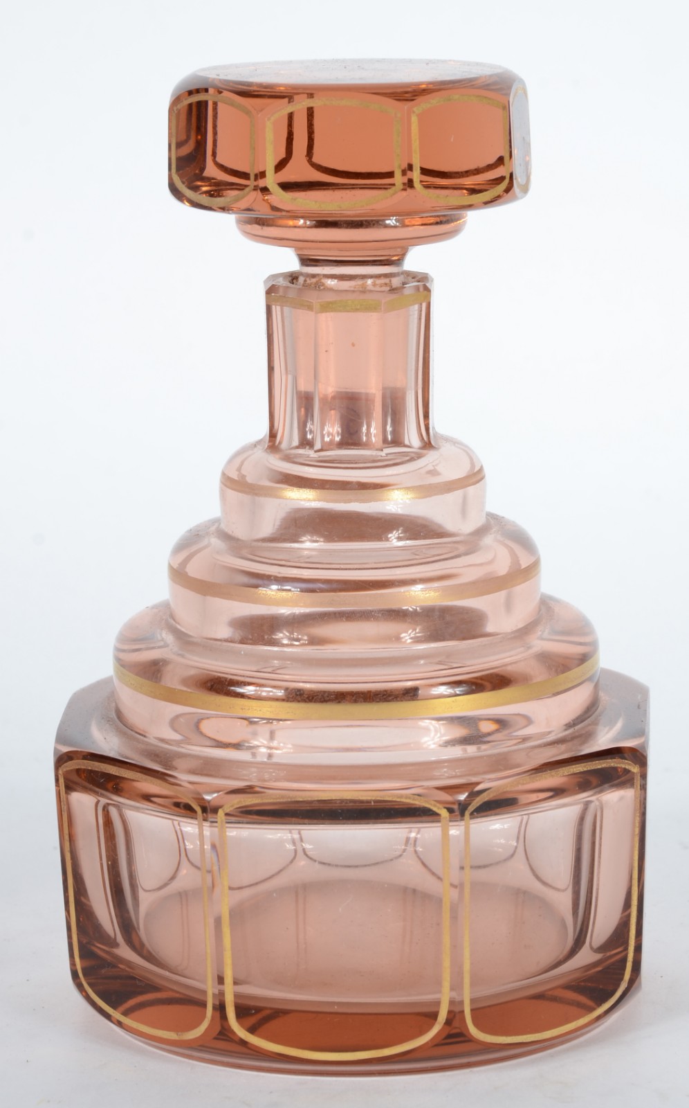 Conjunto de licoreira com 6 copinhos de cristal salmon facetado com... - foto 2 de 5