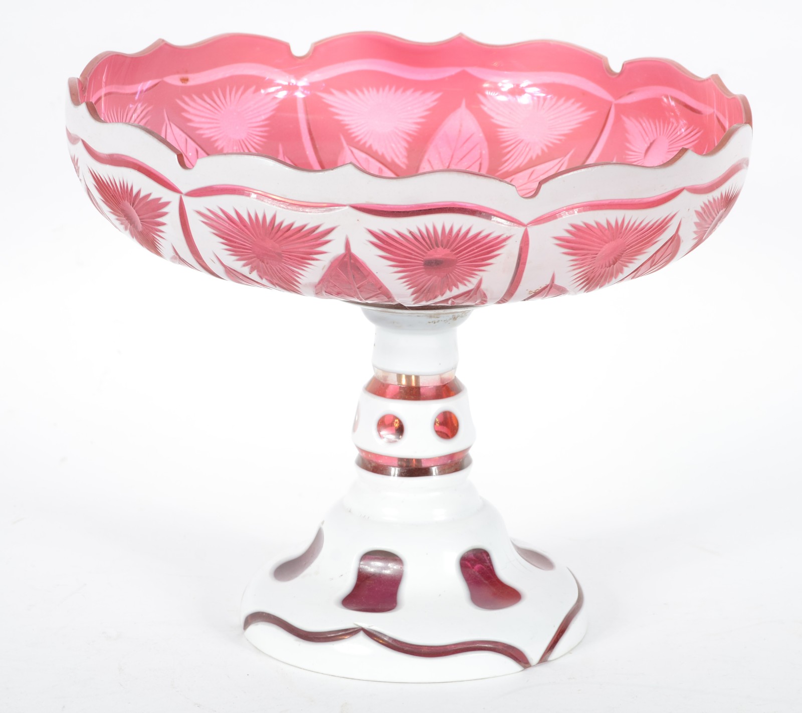 Fruteira de cristal overlay vermelho e branco, borda recortada... - foto 1 de 4