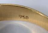 Anel de ouro 18 k., com quatro brilhantes e ped... - Anel de ouro 18 k., com quatro brilhantes e pedra topázio. Aro 18. (Por motivos de segurança a peça não se encontra na loja).