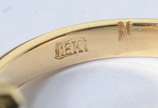Anel de ouro 18 k., contraste 750 mls com cinco... - Anel de ouro 18 k., contraste 750 mls com cinco brilhantes laterais e um brilhante central de 0,5 ct. Aro 18/19.  (Por motivos de segurança a pe...