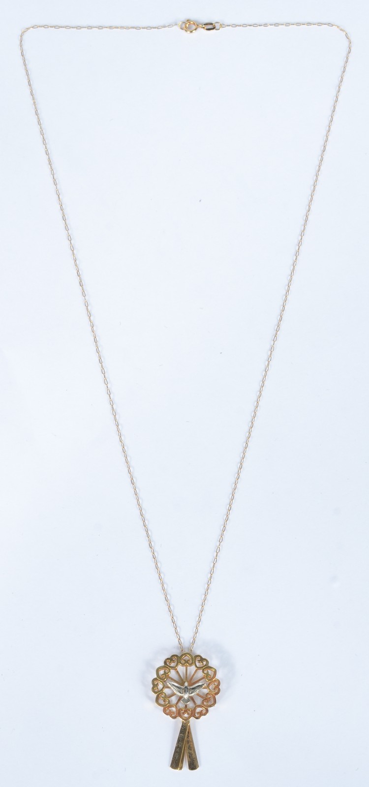 Colar com pendente na forma de mandala com pomba da paz de ouro 18 k... - foto 2 de 5