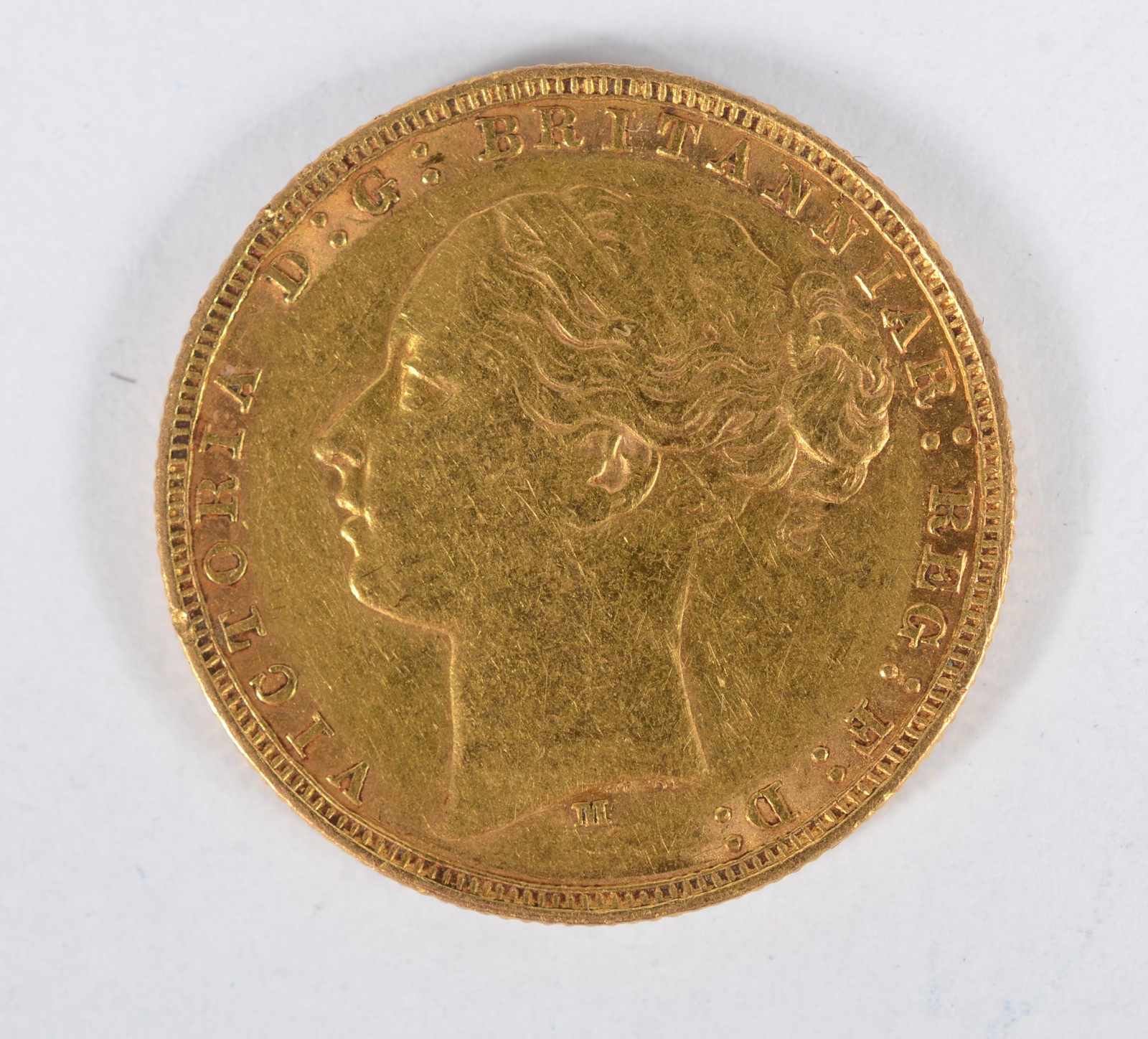 Libra de ouro datada de 1878 com figura de São Jorge. (Por motivos de... - foto 2 de 2