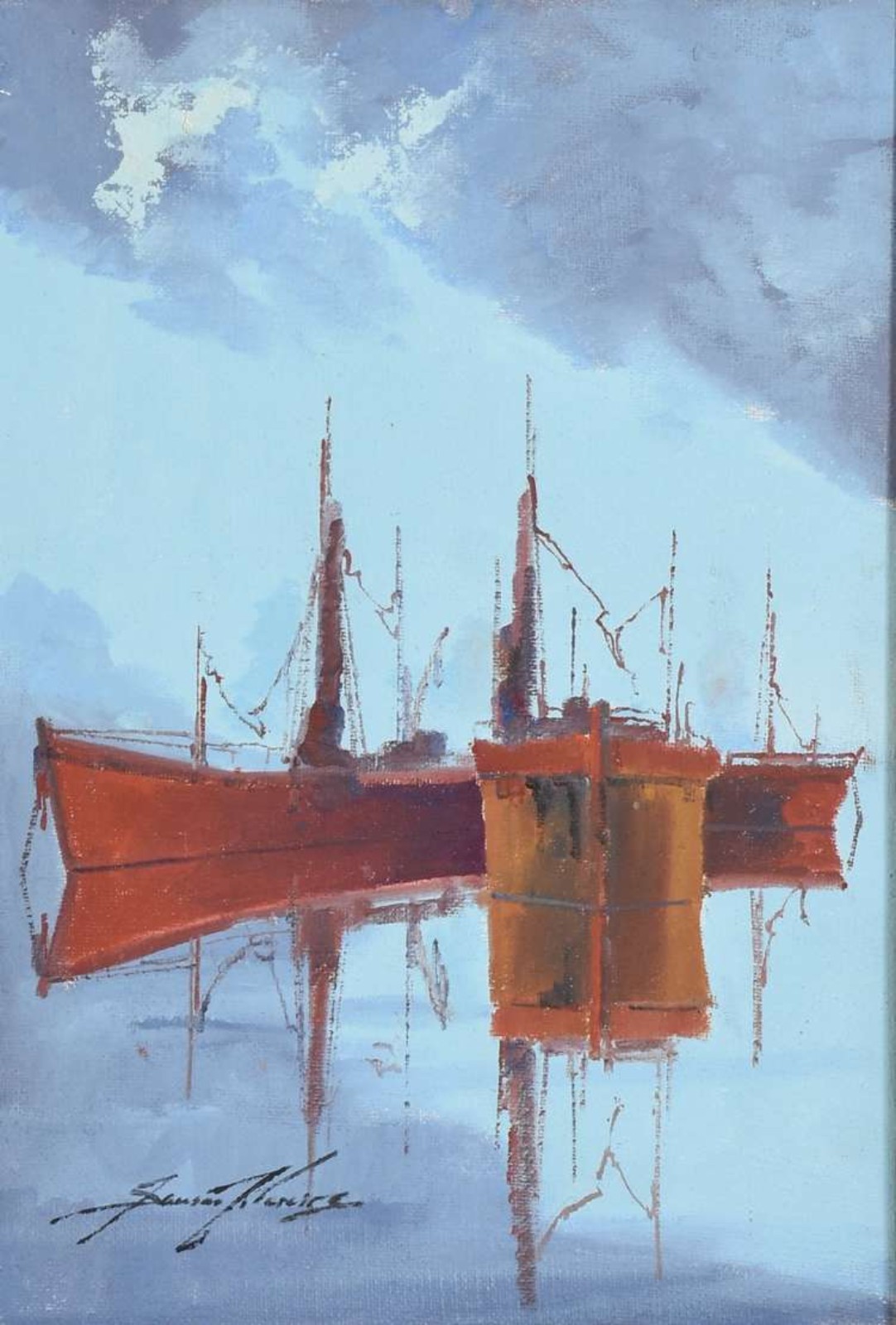 Sansão Pereira (1919-2014), Marinha com Barcos - foto 1 de 2