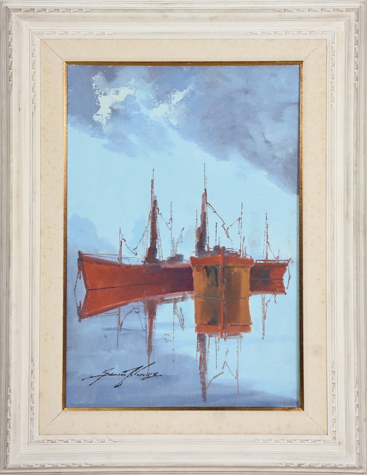 Sansão Pereira (1919-2014), Marinha com Barcos - foto 2 de 2