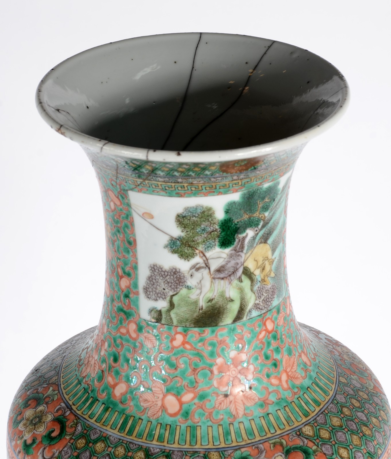 Grande vaso de porcelana chinesa, esmaltes da família verde... - foto 4 de 9