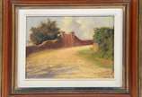 Carlos Chambelland (1884-1950), Paisagem - Óleo sobre tela. Com dedicatória de Navarro da Costa e assinado por ambos os artistas.