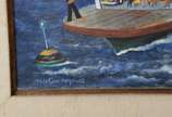 Newton Rezende (1912-1994), Barcaça mixta - Óleo sobre tela fixada em eucatex. Datado 1984.