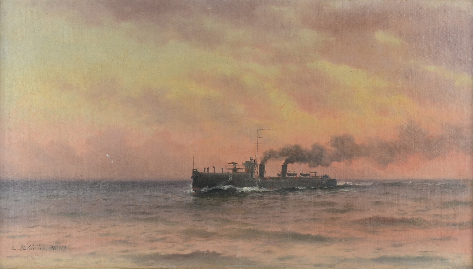 Carlos Balliester (1870-1927), Marinha com Navio - foto 1 de 4