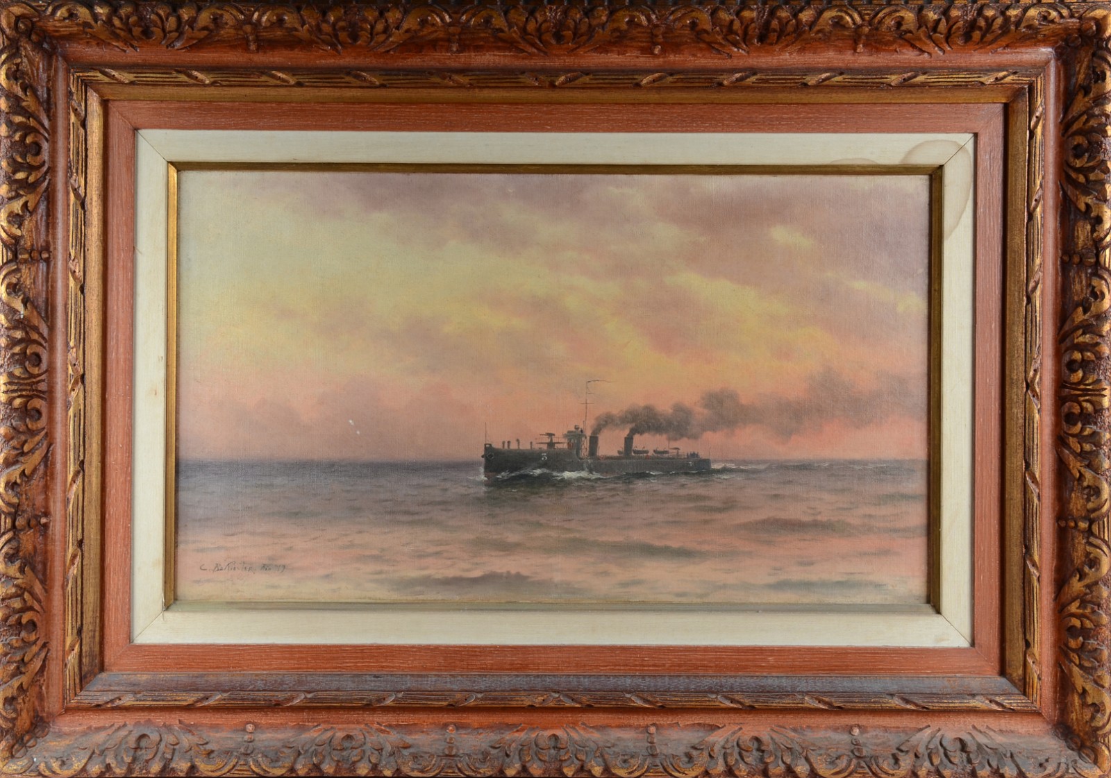 Carlos Balliester (1870-1927), Marinha com Navio - foto 2 de 4
