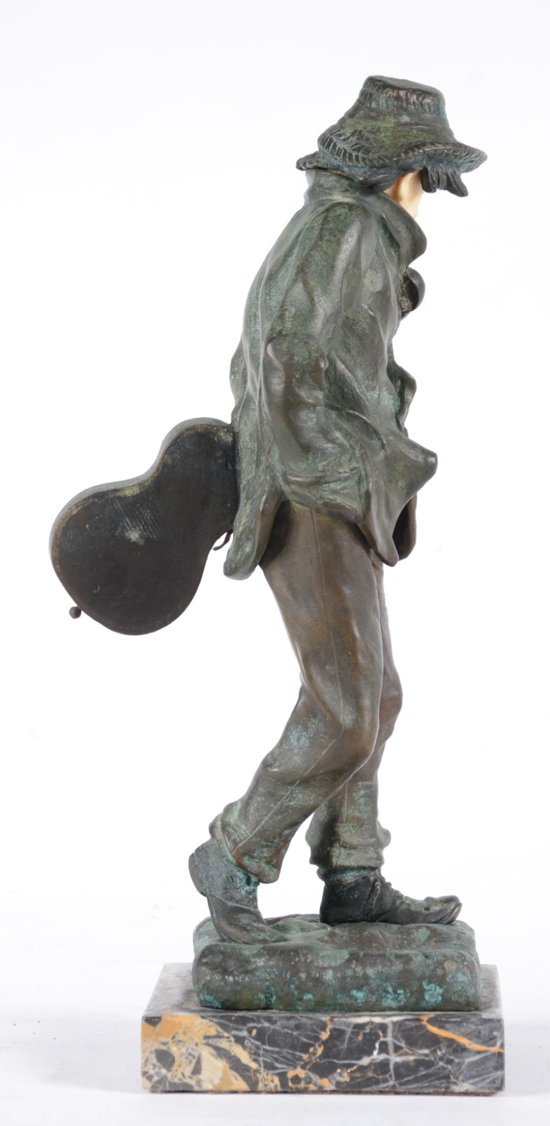 Escultura de bronze com marfim representando violinista, base de... - foto 7 de 8