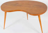 Mesa feitio  feijão. 3  pés palitos  em madeira... - Mesa feitio  feijão. 3  pés palitos  em madeira clara , design original dos anos 50 .