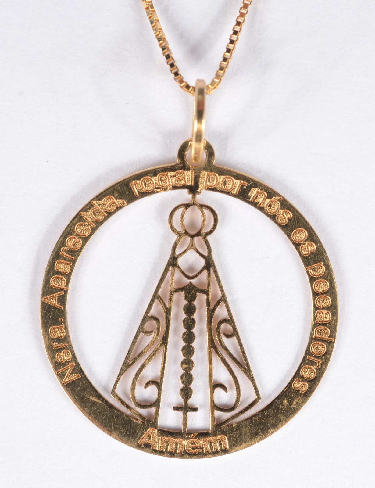 Gargantilha com pendente de Nossa Senhora Aparecida de ouro 18 k... - foto 1 de 8