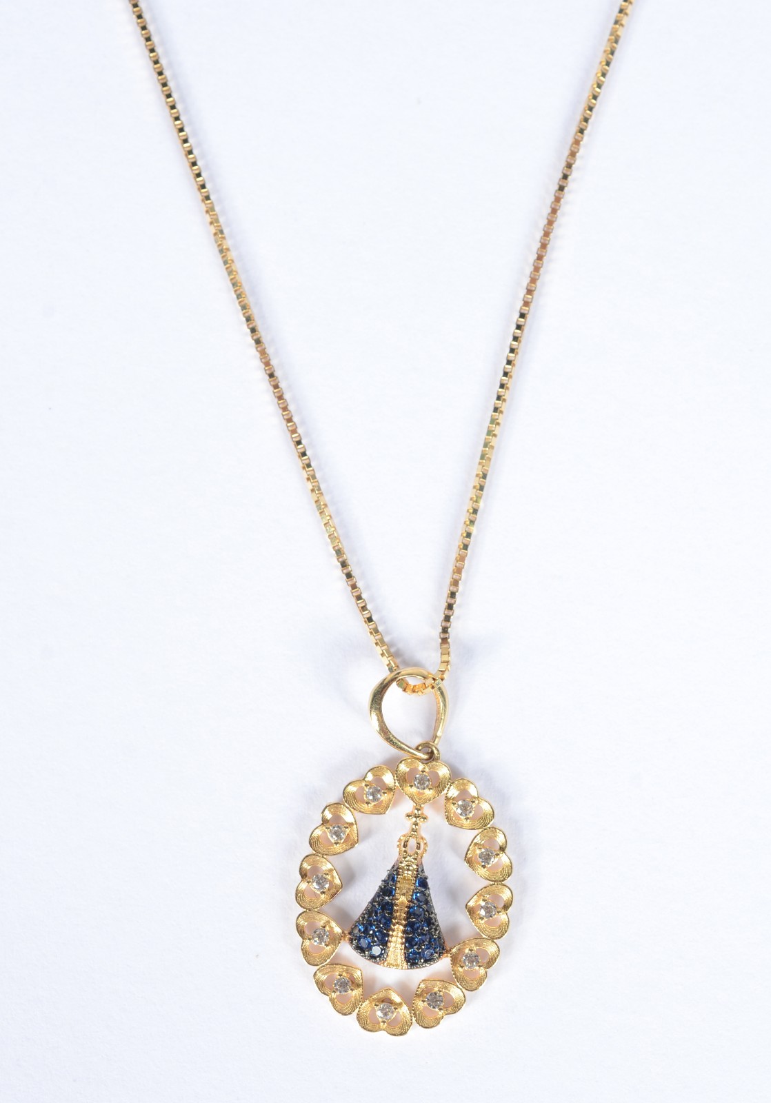 Colar com pendente Nossa Senhora Aparecida de ouro 18 k., contraste... - foto 3 de 6