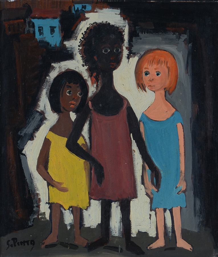 SYLVIO PINTO (1918 - 1997) - Meninas - ose - 33 x 28 - foto 2 de 3