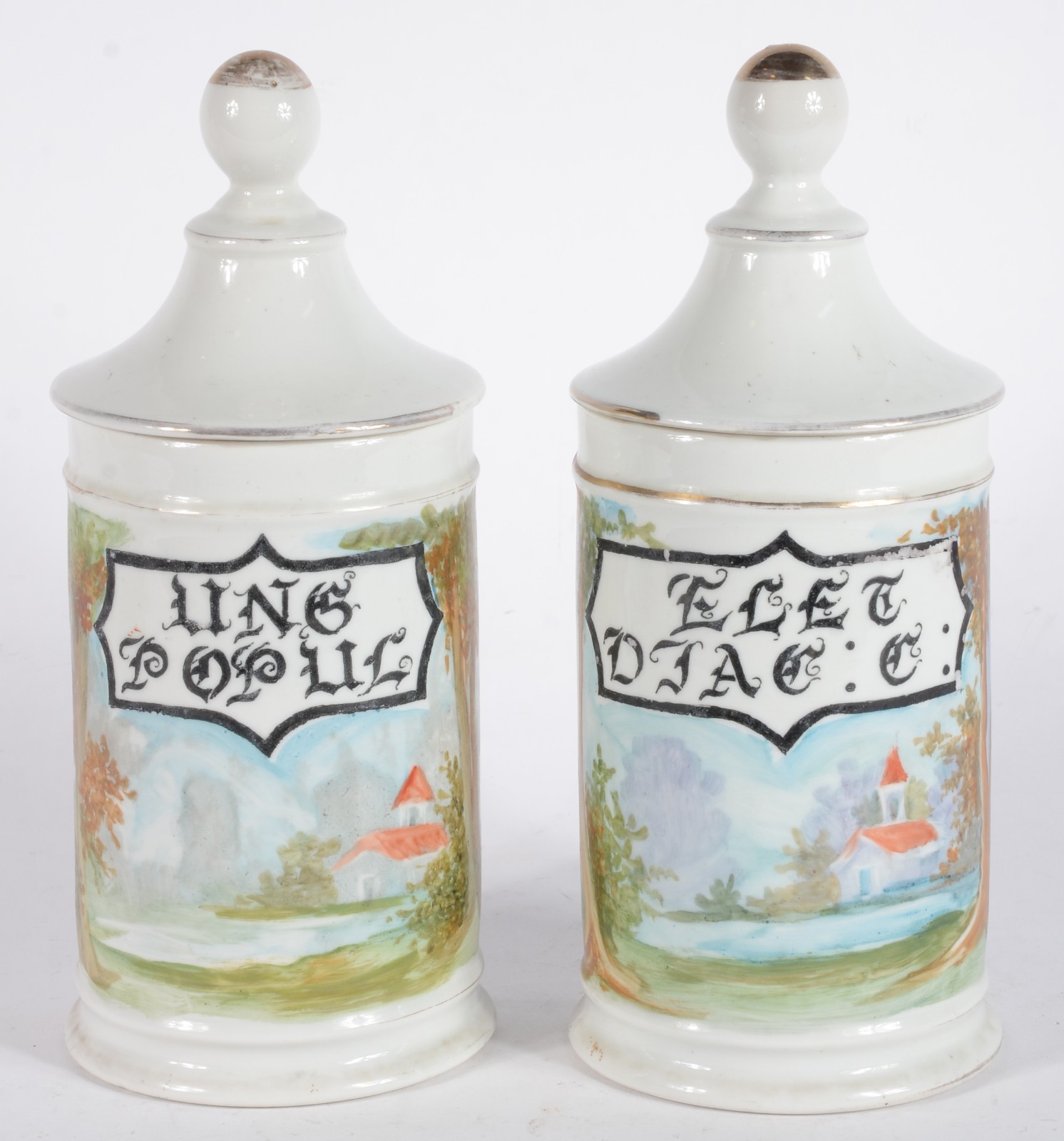 Dois potes de farmácia de porcelana alemã Dresden. - foto 1 de 11